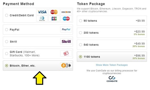 Stripchat offers multiple payments such as gift cards as well as Bitcoin