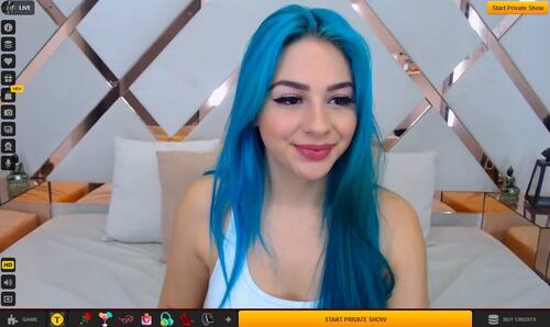 Stunner with blue hair on 2021's best premium site LiveJasmin